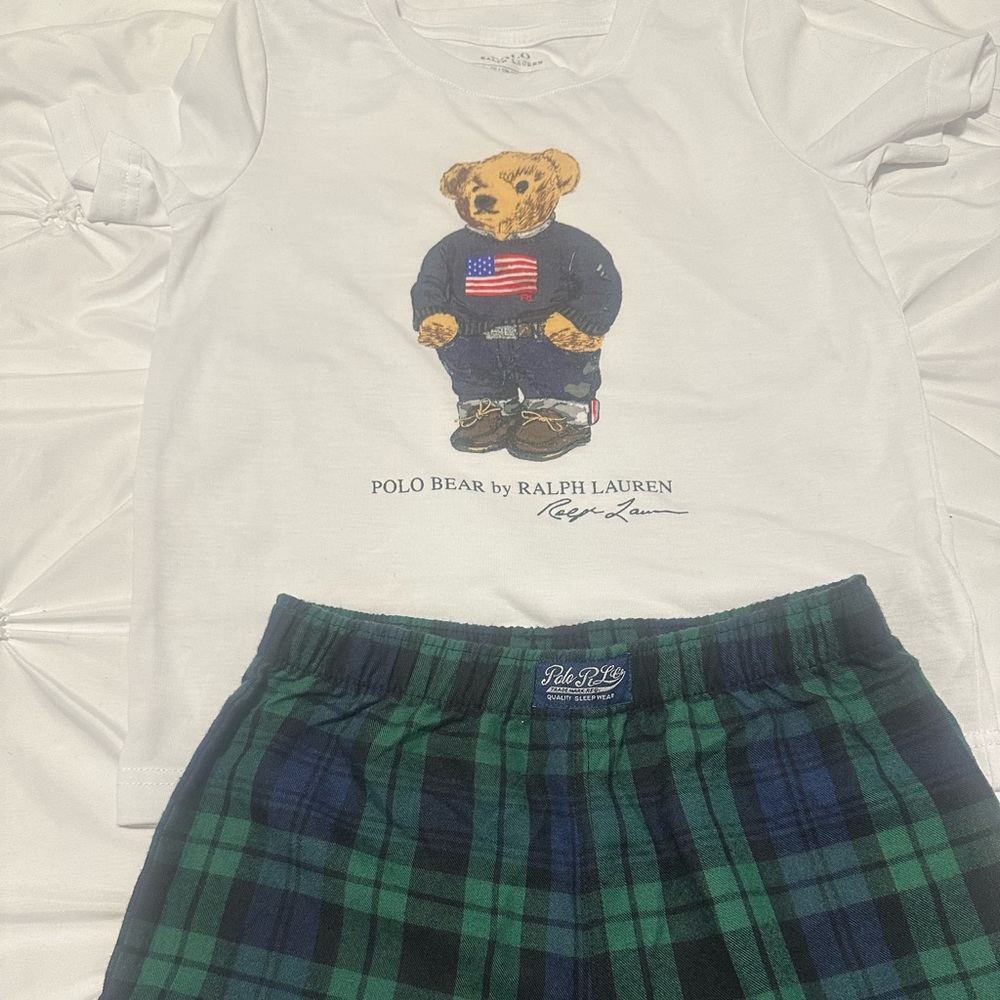 Polo by Ralph Lauren Kids Pajama Set - White and Blue Plaid
